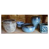 Garage Shelf Contents Lot: Drip Glaze Ceramic