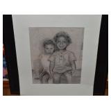 Rasheed Signed on Verso Original Sketch of Kids