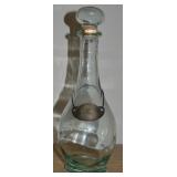 Vintage Glass Wine Bottle w/ Metal "Vin" Tag