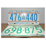 (2) Vtg License Plates w/ 1976 Washington DC+