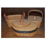(3) Small Longaberger Woven Baskets: Woodcraft
