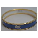 Vtg Halcyon Days Enamel Bangle Bracelet w/White