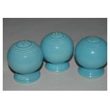 (3) Vtg HL Fiesta Ware Blue Salt & Pepper Shakers