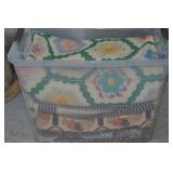 Tote w/ (4) Hand Quilted Quilts incl: Grandmothers