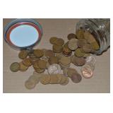 Canning Jar of 100 US Wheaties Pennies Coins