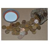 Canning Jar of 100 US Wheaties Pennies Coins