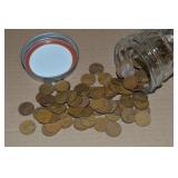Canning Jar of 100 US Wheaties Pennies Coins