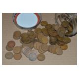 Canning Jar of 100 US Wheaties Pennies Coins