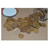 Canning Jar of 100 US Wheaties Pennies Coins