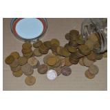 Canning Jar of 100 US Wheaties Pennies Coins