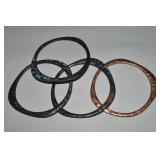 (4) Vtg Patinated/1 Polished Copper Stack