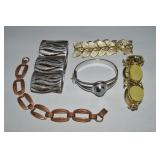 (5) Vintage Bracelets : Hematite Clasping +