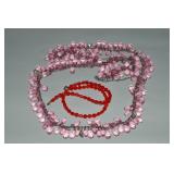 (2) Vintage Necklaces w/ 38" Pink Faceted Bead