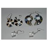 (3) Pairs Pierced Earrings w/ Abalone Shells