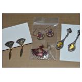 Lot of Vtg Pierced Earrings w/ Italian Micromosaic