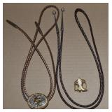 (2) Vintage Bolo Ties w/ Boot & Flower Slides