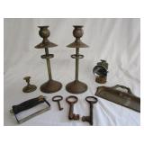 Miners Head Lamp + Misc Brass Items Miners Head Lamp + Misc Brass Items