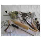 Vintage Kitchen Items,Rolling Pin,Masher Vintage Kitchen Items,Rolling Pin,Masher