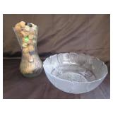Decorative Glass Flower Bowl,Vase w/Corks Decorative Glass Flower Bowl,Vase w/Corks