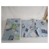 Sailboat Design Fabric Tablecloth W/Place Mats