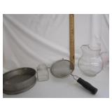 Glass Pitcher,Strainer,Anchor Hocking Storage Jar