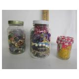 Jar Of Jewlery,Jar Of Buttons,Vtg Stuff In Jar