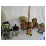 Assorted Items,Wood Rocking Horse,Ceramic Clown