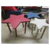 3 Star Shaped Wood Tables Child Size