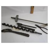 Vintage Tools,Pry Bar,18'Drill Bit,Round File