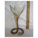 Mid Century Hand Blown Trumpet Vase