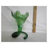 Mid Century Hand Blown Trumpet Vase