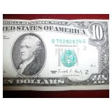 $10 Series1990 Ser# B70282834G - CRISP