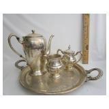 Silver On Copper Tea Set Silver On Copper Tea Set