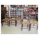 5 Antique Ladderback Chairs 5 Antique Ladderback Chairs