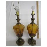 Mid Century Amber Glass Lamps Mid Century Amber Glass Lamps