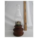 Lamp Light Oil Lamp W/Wood Base