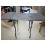 Vintage Metal Table On Wheels Sides Fold Down