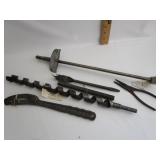 Vintage Tools,Pry Bar,18'Drill Bit,Round File