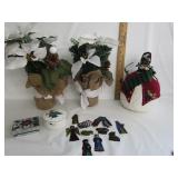 Christmas Decor,Ceramic Snowman,Artifical Flowers