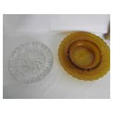 Amber And Crystal Ashtrays