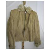 Leather Suede Fur Lined Jacket Small