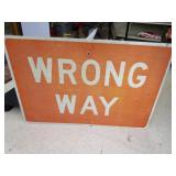 Wrong Way Metal Sign 24'x36'