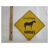 Caution Horses Metal Sign