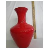 Mold Made Red Vase Has Small Chip On Bottom