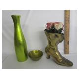 Brass Boot W/Vase Bowl