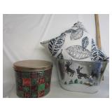 Christmas Tins w/Throw Pillow