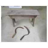 Wood Bench With Antique Sickles