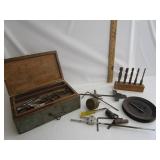 Antique Wood Box W/Drill Bits