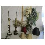 Vtg Table Lamps W/Small Lamp Shades