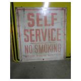 Metal Self Service No Smoking Sign 24'x26'